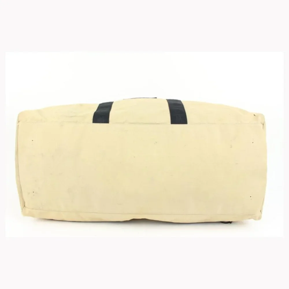 Chanel XL Beige CC Logo Sports Duffle Boston Gym Bag 27cz427s